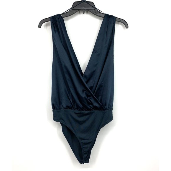 Zara Bodysuit Blue Sateen VNeck Sleeveless NWT - Picture 1 of 11